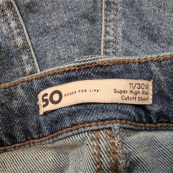 SO Shortie Jean Shorts Distressed Women 11/30W Stretch Super High Rise Cut Off - Picture 5 of 6